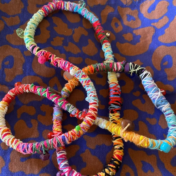 Handmade Fiber Wrap Necklace with Embellishments - Picture 1 of 10